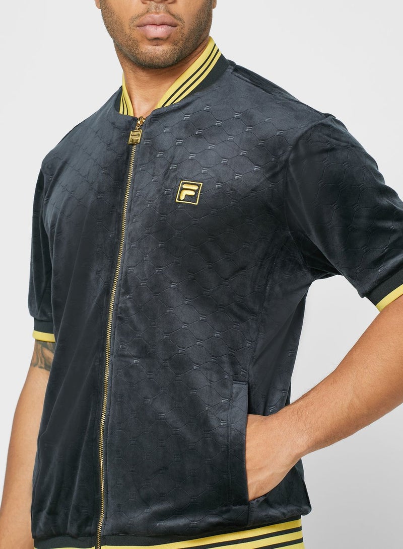 FILA Cameron Velour Ribbed Track Jacket Grey - Image 3