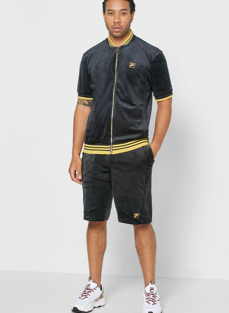 FILA Cameron Velour Ribbed Track Jacket Grey - Image 4