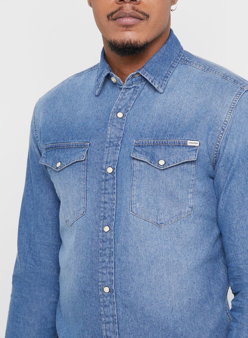 JACK & JONES Sheridan Slim Fit Denim Shirt Blue  - Image 3
