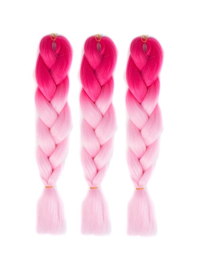 Voberry 3-Piece Gradient Long Braid Wavy Wigs Rose/Pink 60x4x2cm - Image 1