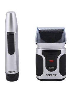 GSR110N 2 In Men's Rechargeable Shaver With Nose Trimmer - Mobile Shaver, Water Proof, Cordless Body Groomer With 2 Rapid Reciprocating Blades For Skin Comfort, Nose Trimmer Black/Gray