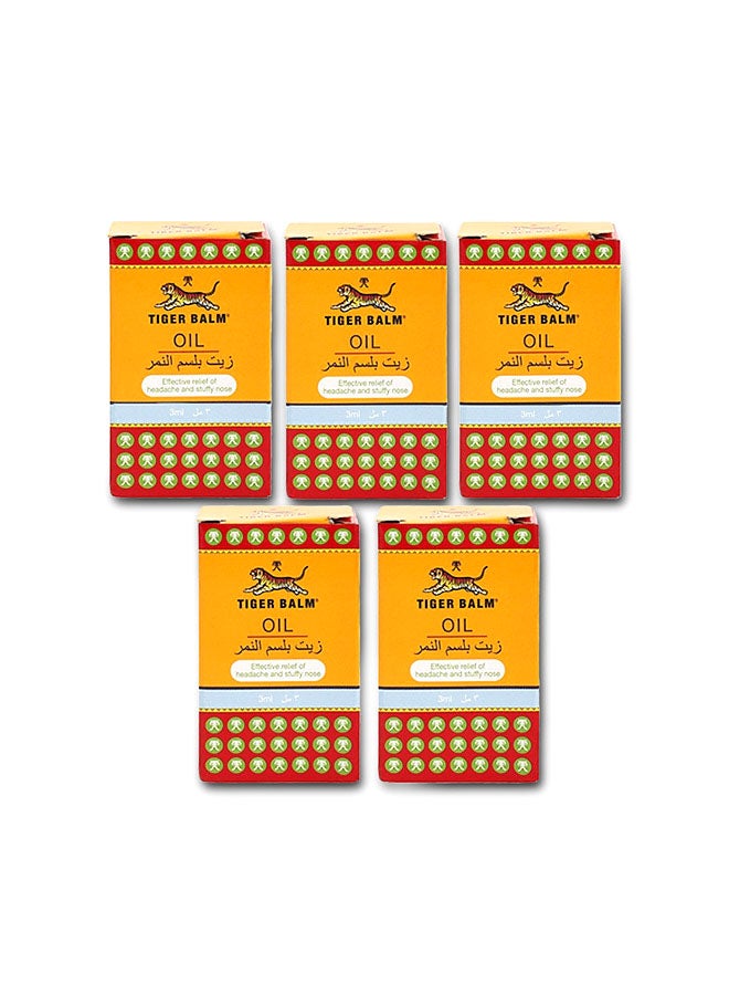 5 Piece Headache And Stuffy Nose Relief Oil Set, 3ml
