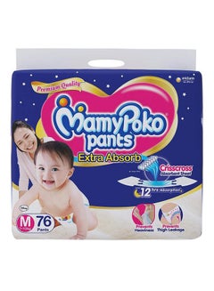 Extra Absorb Diapers, Size Medium, 7-12 Kg, 76 Count