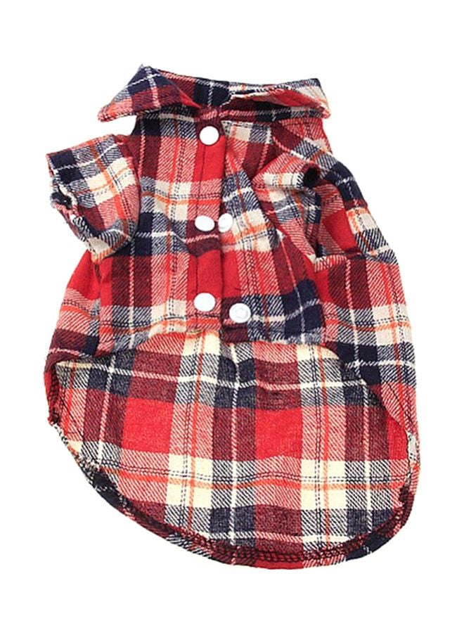 أوتاد بلوزة صيفية عصرية بنقشة مربعات أحمر/ أصفر/ أسود XL - Image 1