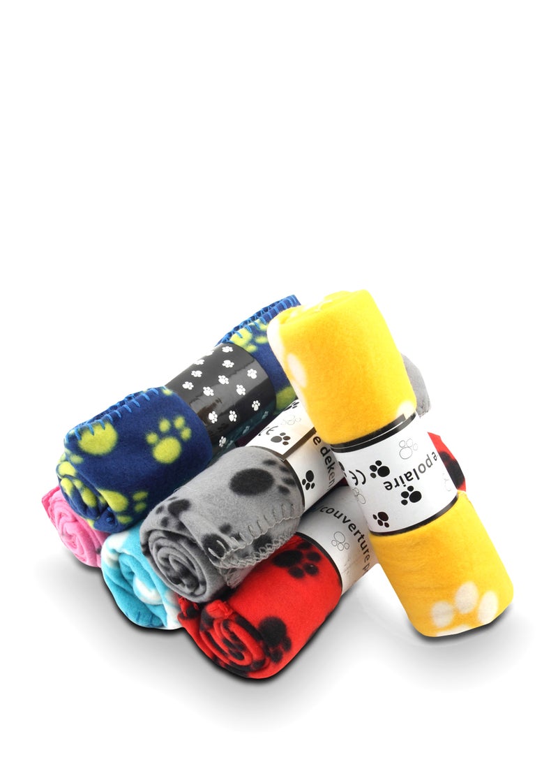 أوتاد بطانية بتصميم راقٍ من الصوف بطبعات أقدام الحيوانات بتصميم جميل ذات شهرة رائجة أزرق - Image 1