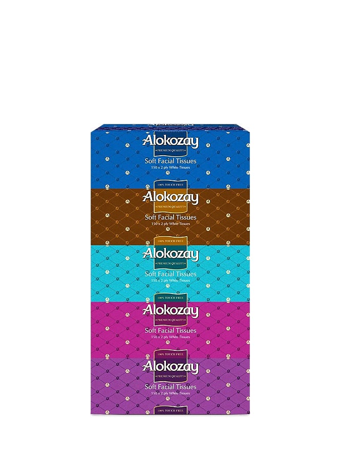 Alokozay Soft Facial Tissues Pack Of 5 White 200grams 