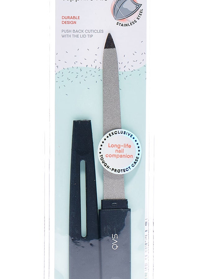 QVS Dual-Coated Sapphire Nail File Silver/Black  - Image 1