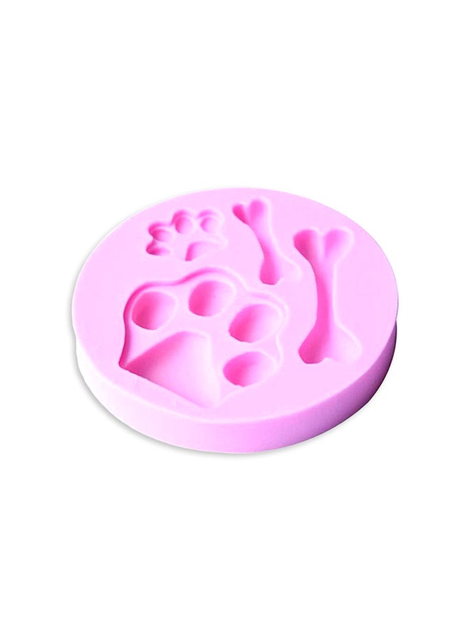 Generic Dog Footprints And Bones Cake Mould Pink 
