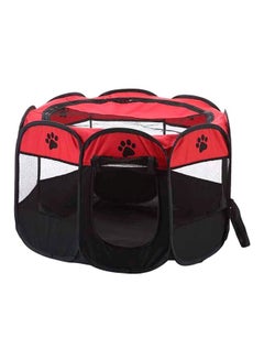 Octagonal Fenced Dog House Red Small