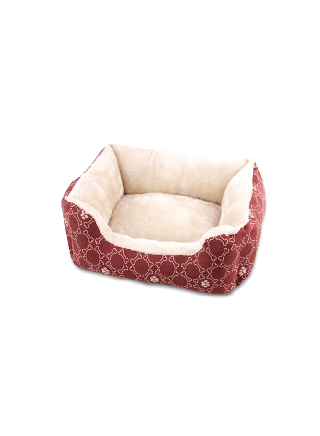 Pawise - Square Bed For Dog Beige/Red 25inch - Image 1
