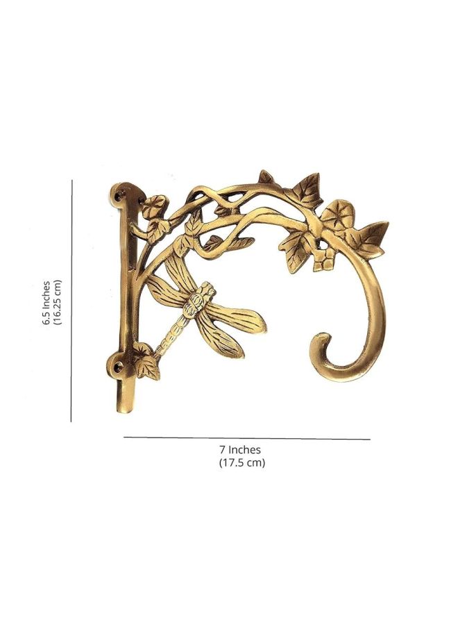 Green Tree - Dragon Fly Style Wall Lantern Diya Hanger Gold 17.5x16.25cm - Image 1