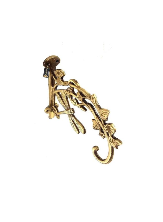 Green Tree - Dragon Fly Style Wall Lantern Diya Hanger Gold 17.5x16.25cm - Image 1