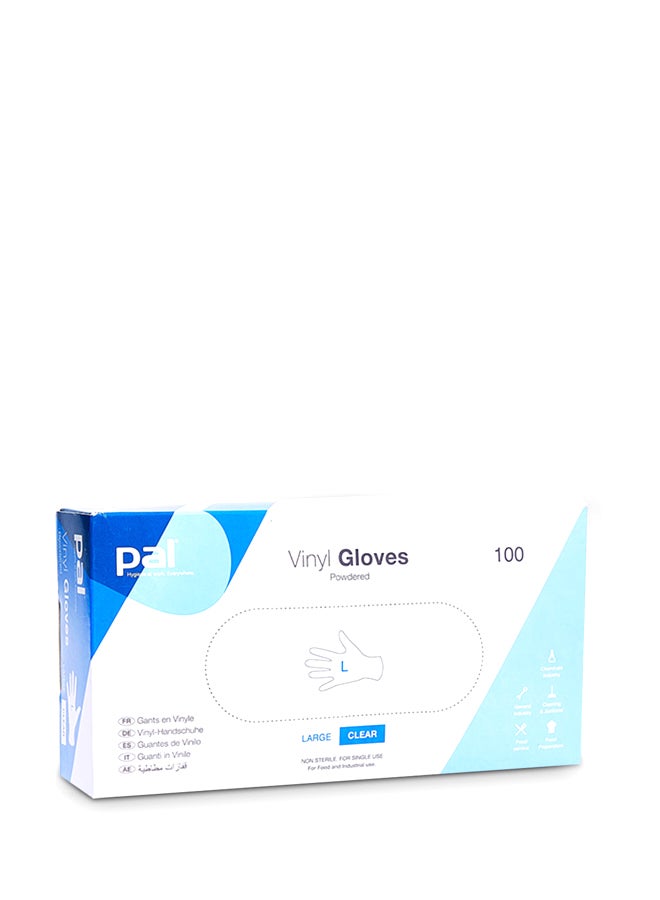 pal - 100-Piece Vinyl Gloves Clear Large - Image 1