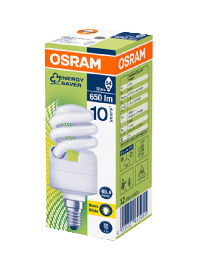 Osram - CFL Mini Twist E14 12W Energy Saving Spiral Screw Light Bulb Warm White ‎12.19x5.41x5.41cm - Image 1