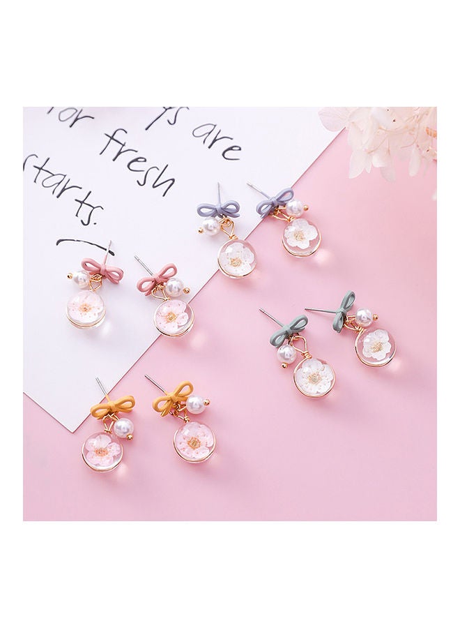 Generic - Bow Cherry Blossom Flower Glass Ball Dangle Earring - Image 1