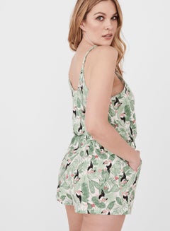 La Vie en Rose Leaf Printed Romper Multicolour Prints  - Image 2