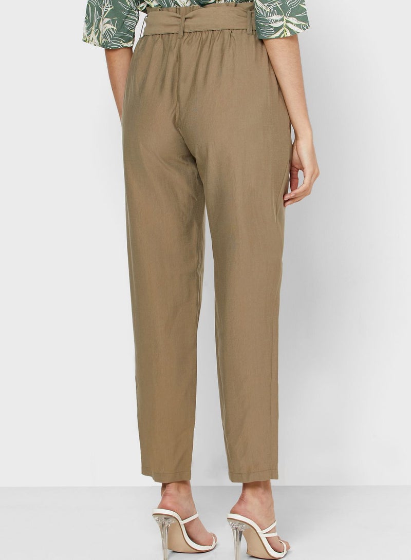 Reserved High Waist Belted Pant Beige - Image 2