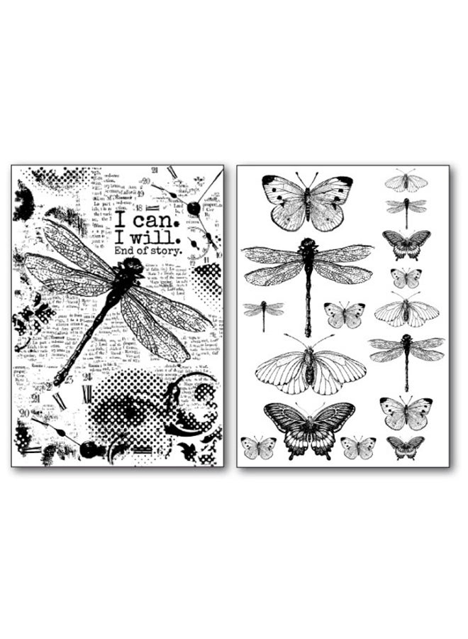 STAMPERIA 2-Piece A4 Transfer Paper - Dragonfly Black/White