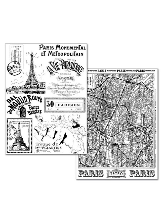 STAMPERIA Pack Of 2 A4 Paris Monumental Transfer Paper Black/White