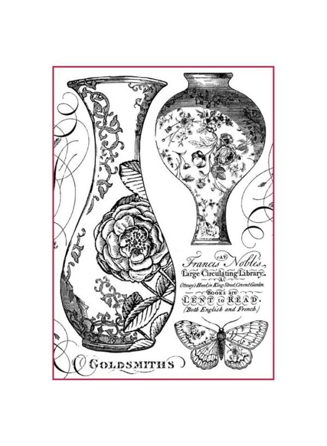 STAMPERIA Rice Paper Vases A4 Black/White