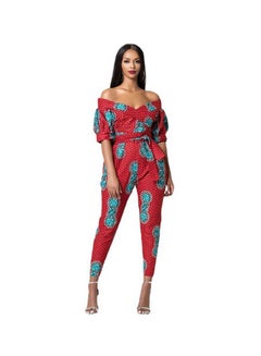 Casual Off Shoulder Long Trousers Jumpsuit Red