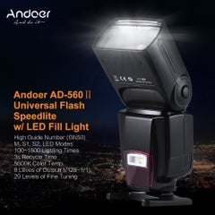 ANDOER On Camera External Flash Light Black  - Image 2