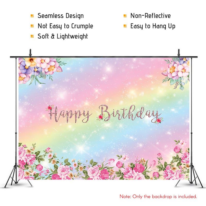 خلفية قماشية للتصوير الفوتوغرافي مطبوع عليها عبارة "Happy Birthday" متعدد الألوان - Image 3