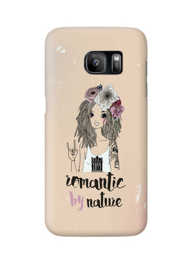 ستايلايزد غطاء حماية من سلسلة سناب كلاسيك مطبوع عليه عبارة "Romantic By Nature" لهاتف سامسونج جالاكسي S7 بيج/ أسود/ أبيض - Image 1