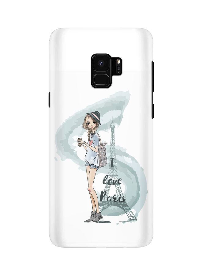 Stylizedd Snap Classic Series I Love Paris Printed Protective Case Cover For Samsung Galaxy S9 White/Grey/Beige - Image 1