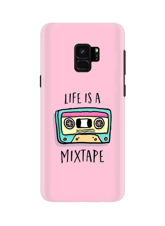 ستايلايزد غطاء حماية من سلسلة سناب كلاسيك بطبعة عبارة "Life Is A Mixtape" لهاتف سامسونج جالاكسي S9 وردي/أصفر/أخضر - Image 1