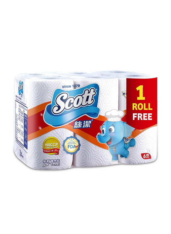 Scott Kitchen Towel 6 Rolls White 