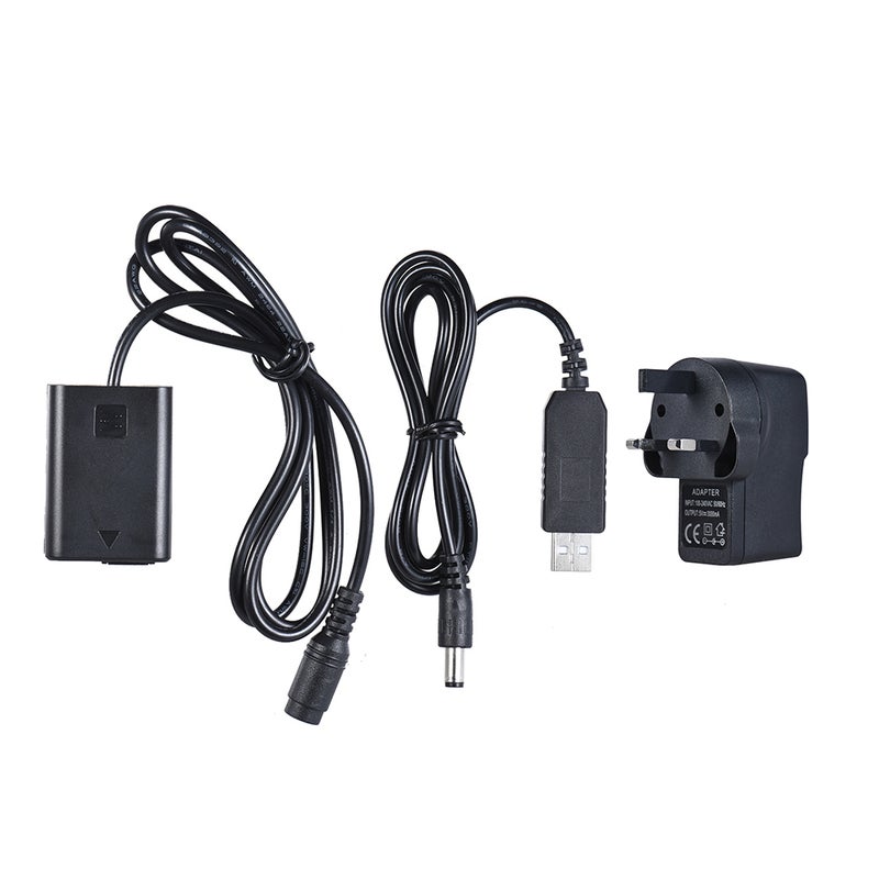 ANDOER - NP-FW50 Dummy Battery + 5V 3A USB Power Adapter Cable With Power Plug Replacement Black - Image 1