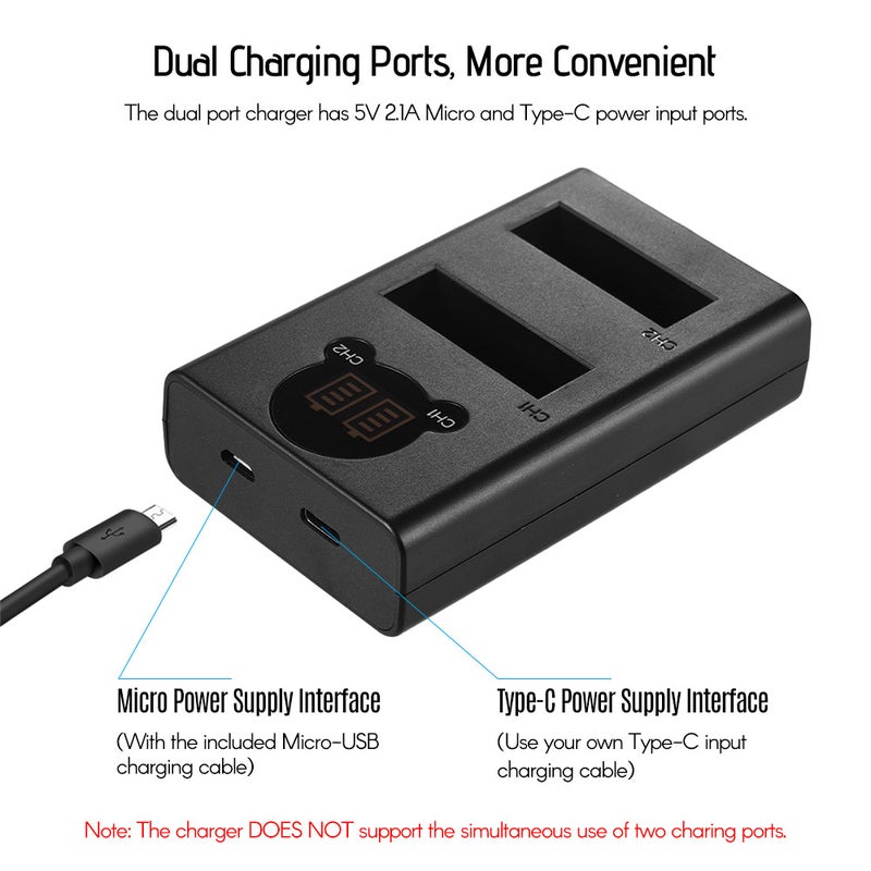 1300.0 mAh Charging Kit LCD Smart Display Dual Port Charger Black  - Image 5