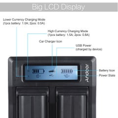 ANDOER Andoer NP-F970 Dual Channel Digital Camera Battery Charger Black  - Image 5