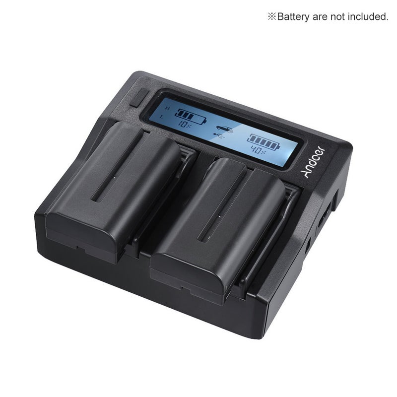 Andoer NP-F970 Dual Channel Digital Camera Battery Charger Black - Image 3