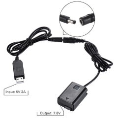 docooler NP-FW50 Dummy Battery + DC Power Bank (5V 2A) USB Adapter Cable Replacement Black  - Image 3
