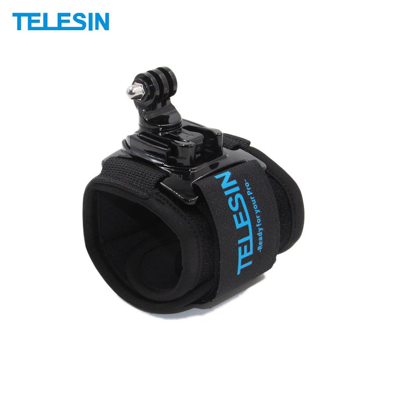 TELESIN 360 Degree Rotatable Wrist Strap Arm Mount Band Holder Black  - Image 1