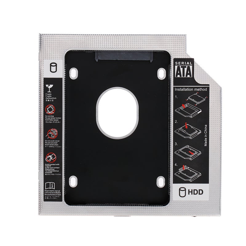 Generic Aluminum Alloy SATA3.0 2nd Caddy 12.7mm 2.5 Inch SSD HDD Enclosure For Desktop PC Laptops Black  - Image 1