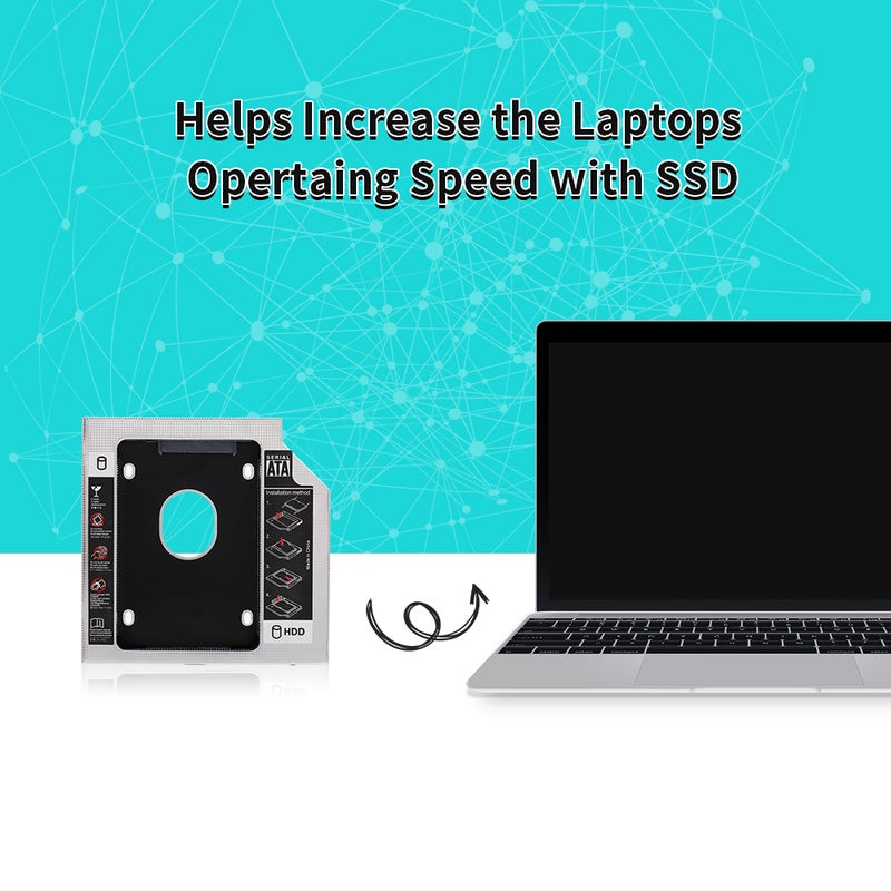Generic - Aluminum Alloy SATA3.0 2nd HDD Caddy SSD Enclosure For Desktop PC Laptops Black - Image 1