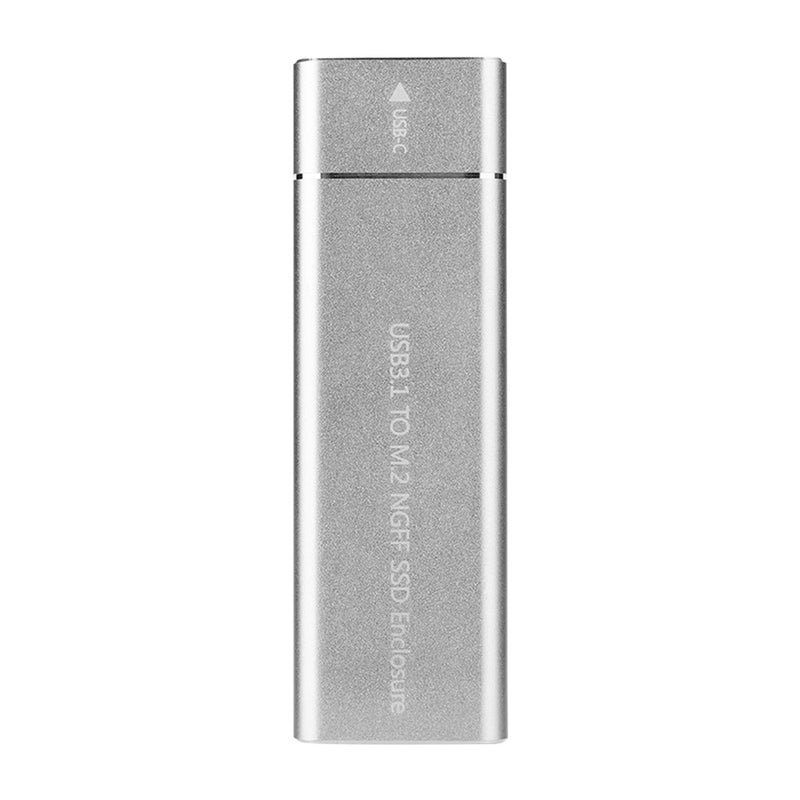 USB 3.1 To M.2 NGFF SSD Enclosure Adapter Case Silver - Image 1