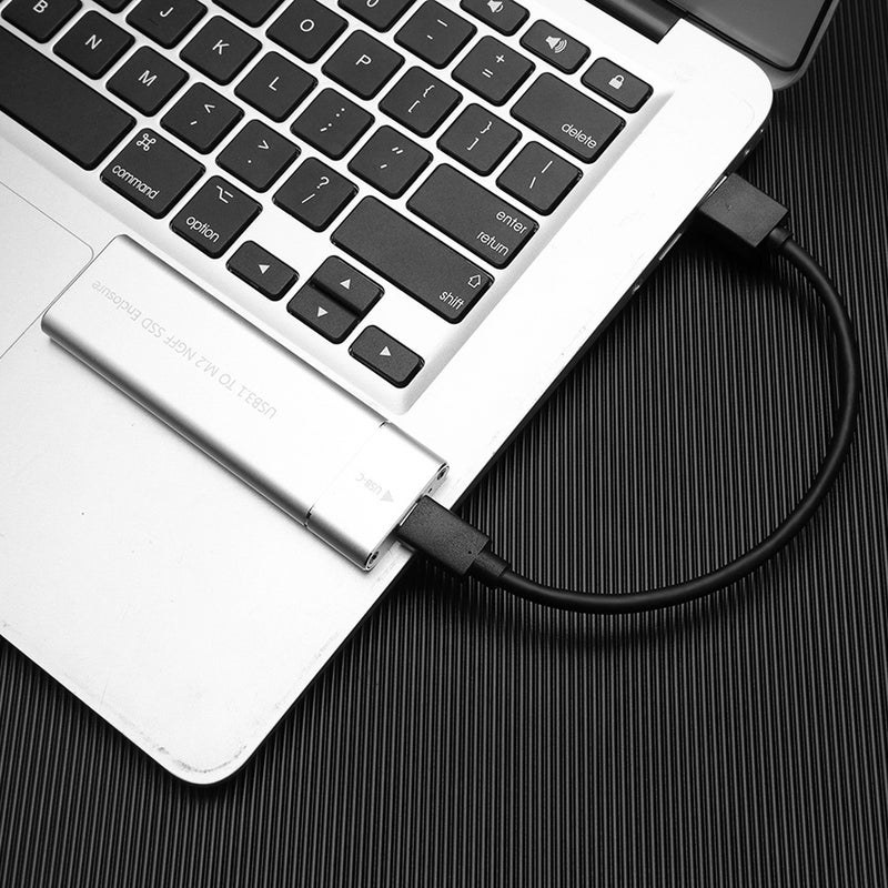 USB 3.1 To M.2 NGFF SSD Enclosure Adapter Case Silver - Image 2
