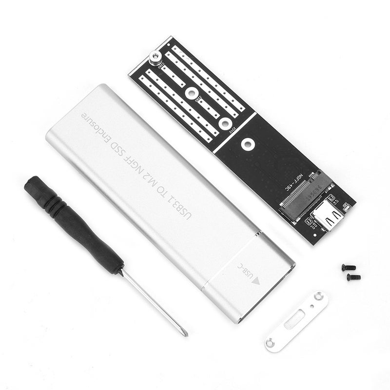 Generic - USB 3.1 To M.2 NGFF SSD Enclosure B Key NGFF SATA For Type C Adapter Case Black - Image 1