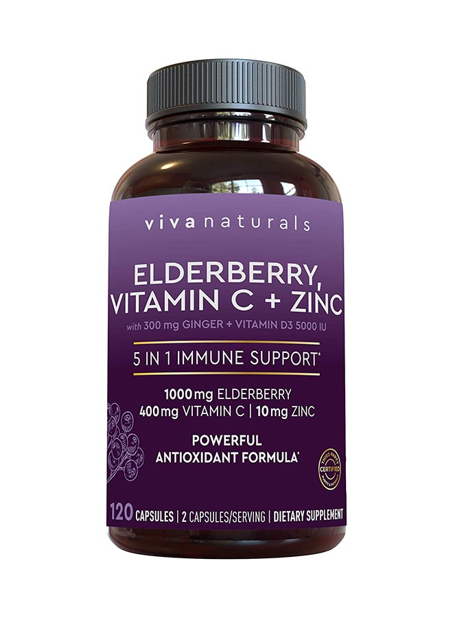 Viva Naturals - Elderberry Vitamin C + Zinc Immune Support Supplement - Image 1