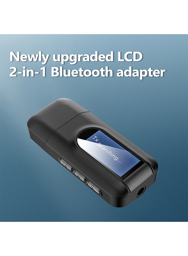 Mini USB Audio Receiver and Transmitter BT Adapter Wireless 2 in 1 RX and TX Adapter with LCD Screen null Black  - Image 2