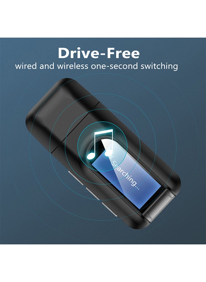 Mini USB Audio Receiver and Transmitter BT Adapter Wireless 2 in 1 RX and TX Adapter with LCD Screen null Black  - Image 3