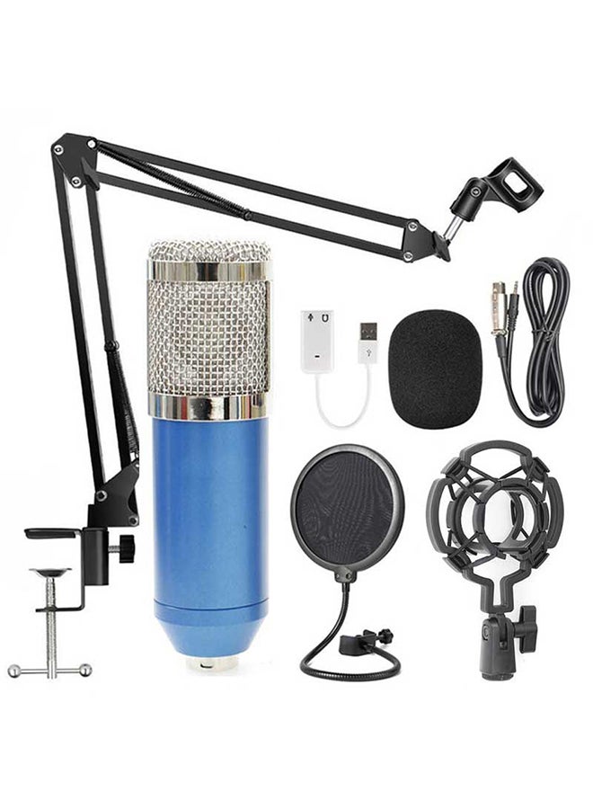 BM800 Professional Suspension Microphone Kit Live Broadcasting Recording Condenser Microphone Set BM-800 silver and blue - Image 1