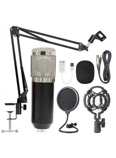 BM800 Professional Suspension Microphone Kit Live Broadcasting Recording Condenser Microphone Set BM-800 silver and black