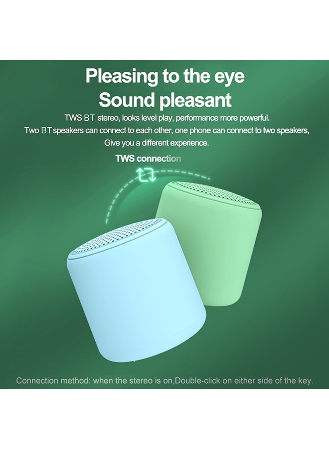 Portable Wireless Bluetooth 5.0 Speaker Mini Music Audio TWS Stereo Sound Speaker Loudspeaker Bass Soundbox with Mic Green Green - Image 2