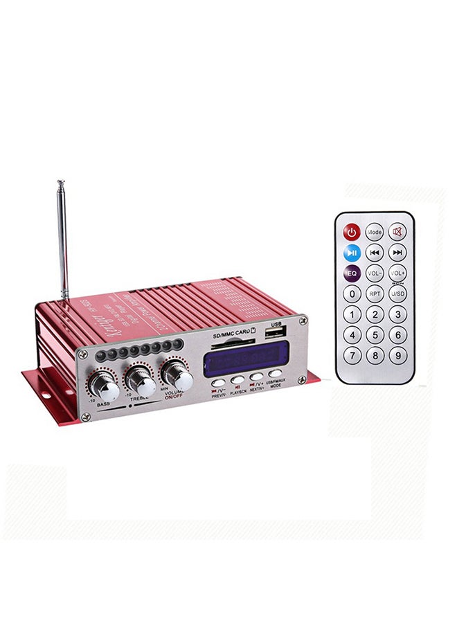 Mini BT Stereo Audio Power Amplifier Portable Sound Amp with Remote Control for Home and Car null Red  - Image 1