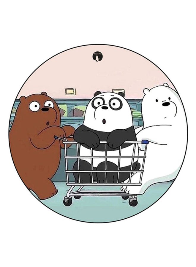 بي بي دبوس تثبيت مزين بطبعة من مسلسل الرسوم المتحركة "We Bare Bear" أبيض/ أسود/ بني